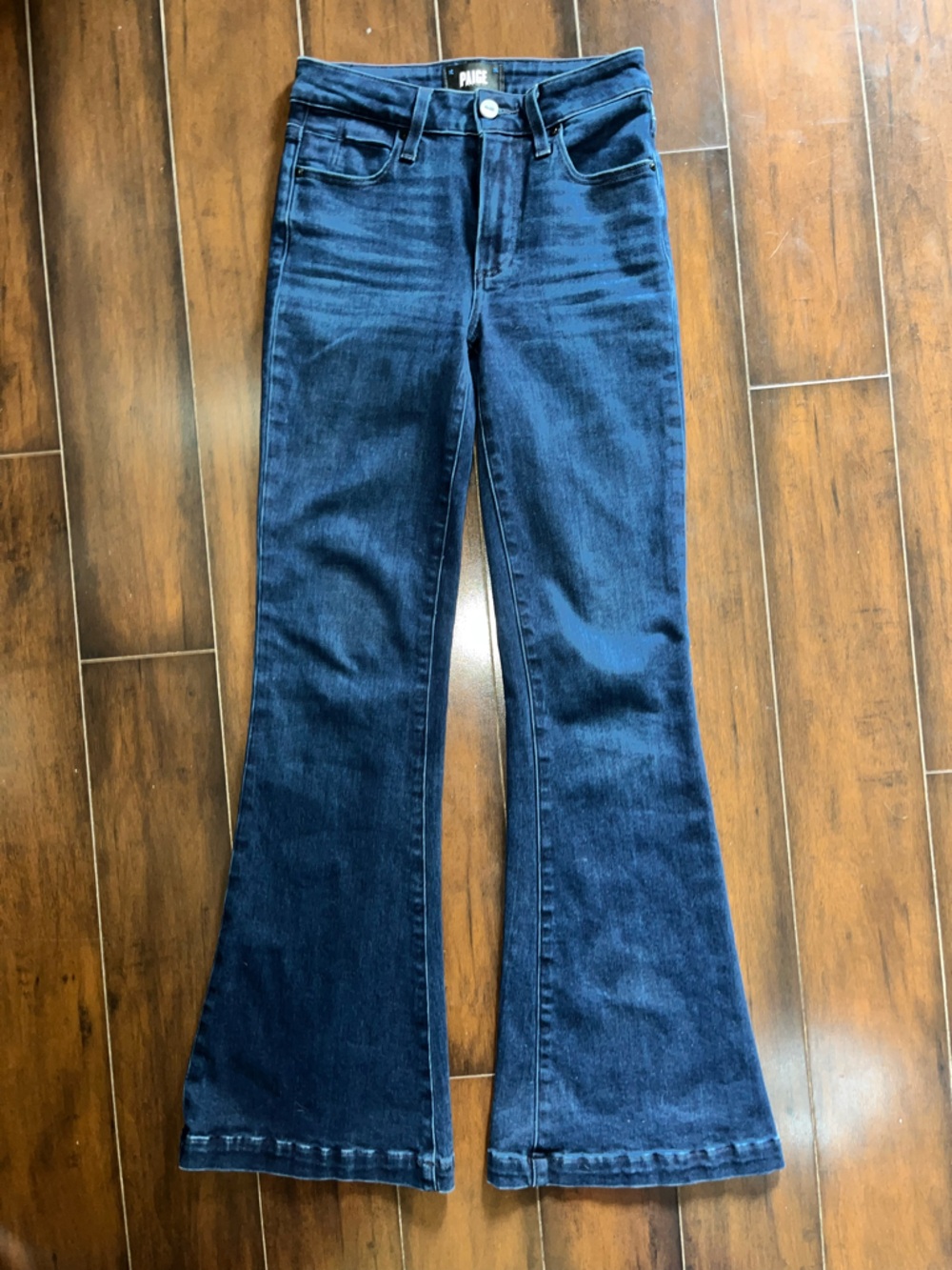 PAIGE Genevieve Dark Indigo Flare Jeans Size 23 - Picture 5 of 10
